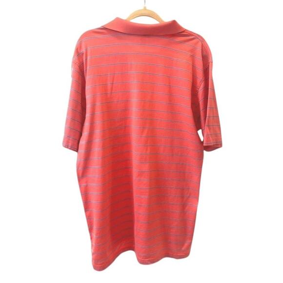 Peter Millar Men's Size XL Cotton Golf Polo Coral with Blue Stripes - Picture 3 of 6